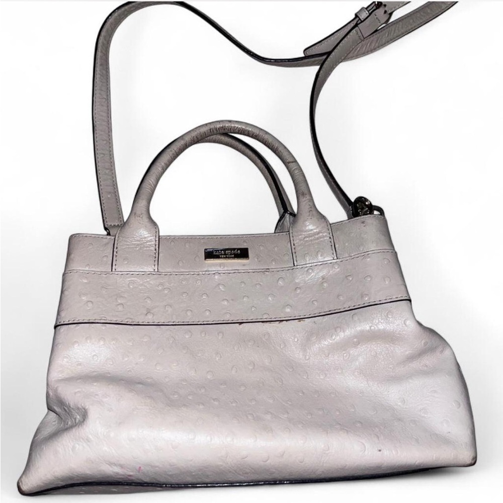 Kate Spade Charm City Ostrich Bow Satchel in bone